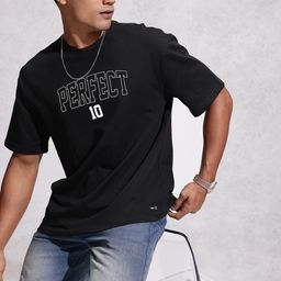 WROGN Typography Printed Drop-Shoulder Sleeves Pure Cotton Oversized T-shirt-image-87