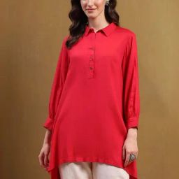 Biba Tomato Red Straight Kurta-image-43