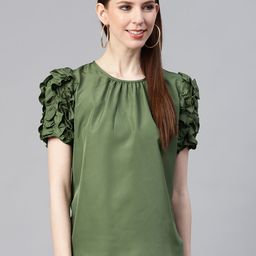 plusS Women Olive Green Solid Top-image-58