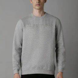 Louis Philippe Grey Cotton Regular Fit Logo Printed Sweatshirt-image-71