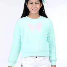 Wingsfield Girls Blue Self Full Sleeves Sweatshirts & Hoodies-picture-4