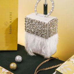 NR by Nidhi Rathi White Synthetic Embellished Clutch-image-39