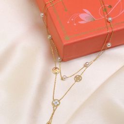 ARTKLIM Gold-Plated Artificial Stones and Beads Beaded Circular Shaped Pendants Necklace-image-4