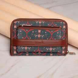 ZOUK Classic Blue Printed Small Zip Around Wallet for Women-32
