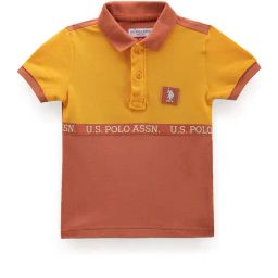 U.S. Polo Assn. Kids Rust & Yellow Color Block Polo T-Shirt-image-48