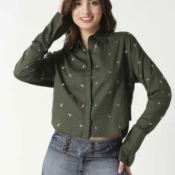 Remanika Green Cotton Embroidered Shirt-image-31