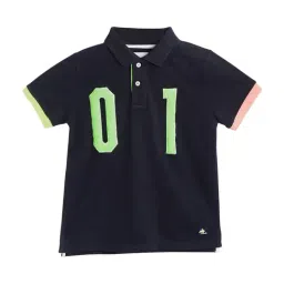 Cherry Crumble By Nitt Hyman Kids Navy Patch Work Polo T-Shirt-image-30