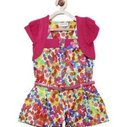 Peppermint Kids Pink Printed Playsuit with Shrug-image-8