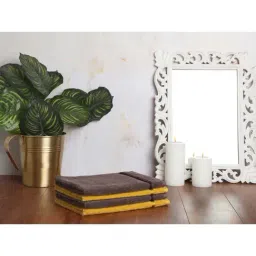 Spaces Atrium Yellow & Dark Grey Cotton 500 GSM Hand Towel - Set of 1-image-22