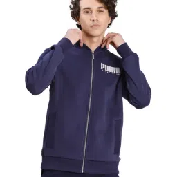 Puma Navy Cotton Regular Fit Sports Jacket-image-36