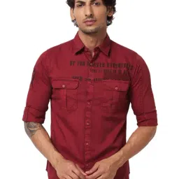 Spykar Red Cotton Regular Fit Shirt-picture-34