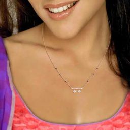 18k Rose Gold BIS Hallmark and Certified Diamond Mangalsutra Pendant with Chain for Women-image-37