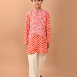 LilPicks Kids Multicolor Floral Print Full Sleeves Kurta, Jacket with Pyjamas-image-34