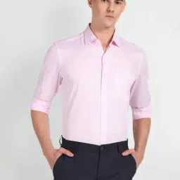 Arrow Pink Cotton Regular Fit Self Pattern Shirt-picture-31