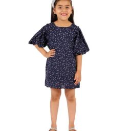 KidsDew Kids Navy Printed Dress-image-11