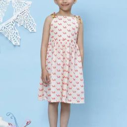 BIBA Girls Off White Cotton Printed Dress-image-89