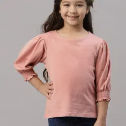Mode By Red Tape Kids Pink Cotton Regular Top-image-51