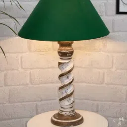 Homesake 'Signature Rustic Rope' Green & White Wood Table Lamp with Cone Shade - Set of 1-31