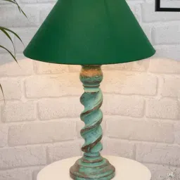 Homesake 'Signature Rustic Rope Algae' Green Wood Table Lamp with Cone Shade - Set of 1-4