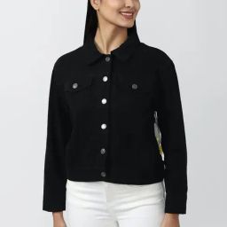 Forever 21 Black Printed Denim Jacket-image-95