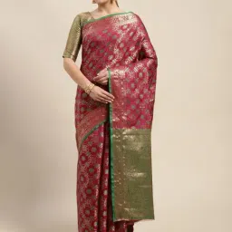 Blissta Purple Woven Kanjeevaram Saree With Unstitched Blouse-image-15