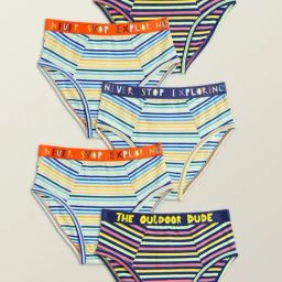 XY Life Kids Yellow & Blue Striped Breifs (Pack of 5)-image-39