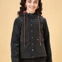 People by Pantaloons Black Hooded Jacket-picture-16