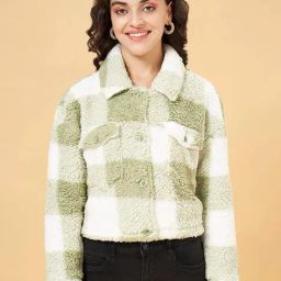 People by Pantaloons Green & White Chequered Jacket-picture-47