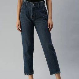 showoffff SHOWOFF Low Distress Blue Mom Fit Denim Jeans-picture-10