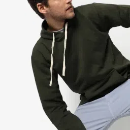Campus Sutra Green Cotton Regular Fit Hooded Sweatshirt-picture-26