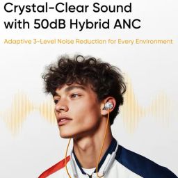 Realme Buds Wireless 5 ANC in Ear Bluetooth Headphones Dual Device Connection Silver image 5