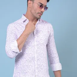 Crimsoune Club Men Classic Slim Fit Abstract Printed Spread Collar Cotton Casual Shirt-image-58