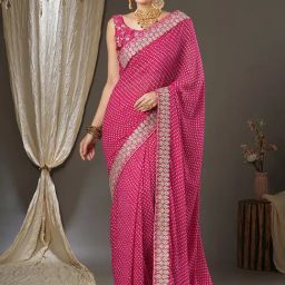 Saree Mall Pink Printed Saree With Unstitched Blouse-picture-32