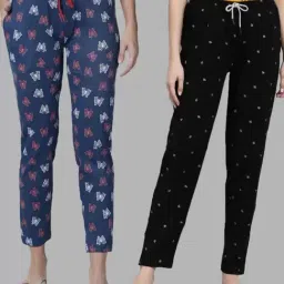 Kryptic Blue & Black Printed Pure Cotton Elasticated Waist Band Regular Fit Pyjamas - Pack of 2-picture-13