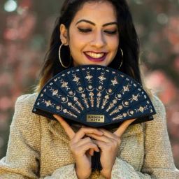 Modern Myth Black Shimmer Medium Fan Cross Body Bag-image-2