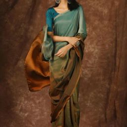 Swtantra Blue & Brown Tie & Dye Saree-picture-20
