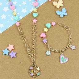Asthetika Kids Girls Beaded Floral Heart Charm Jewellery Set-97
