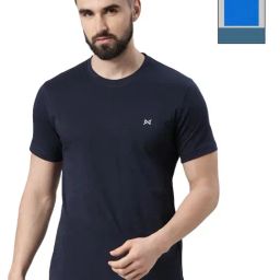 Force NXT Navy & Princess Blue Cotton Regular Fit T-Shirt-image-36