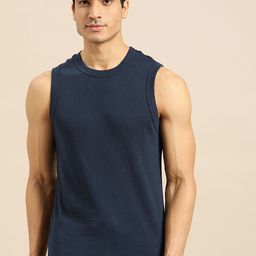 Jockey Men Navy Blue Ribbed Innerwear Vest-image-40