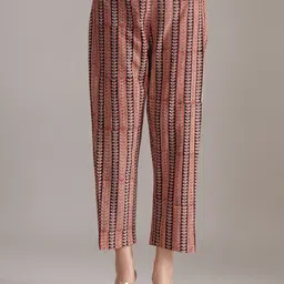 JAYPORE Women Floral Printed Relaxed Cotton Trousers-image-31
