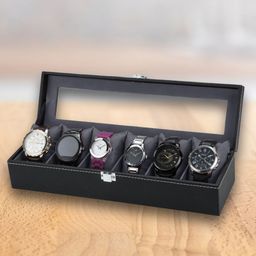 ZENWOOD Black 6 Slots Watch Organiser Box-46