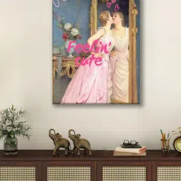 Art Street Pink Feminist Altered Stretch Canvas Painting-image-83