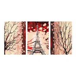 999Store Brown Textured Eiffel Tower with Tree Art 3 Frame Canvas Paintings image 2