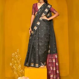 Vardha Black Woven Saree With Unstitched Blouse-picture-20