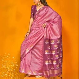 Vardha Toned Pink Woven Saree With Unstitched Blouse-picture-30