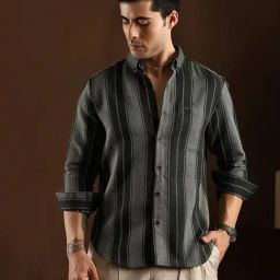 Campus Sutra Sacramento Green Multitrack-Striped Regular Shirt-picture-29