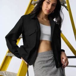 The Souled Store Black Cotton Linen Shacket Carbon Black Women Shackets-picture-10
