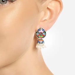 Zaveri Pearls Multicolor Enamel Ethnic Style Jhumki Earring-ZPFK16467-2