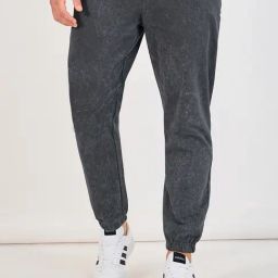 Styli Grey Cotton Slim Fit Solid Joggers-image-60
