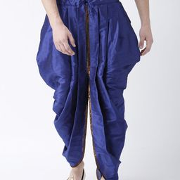 DEYANN Men Blue Solid Silk Dhoti-image-23